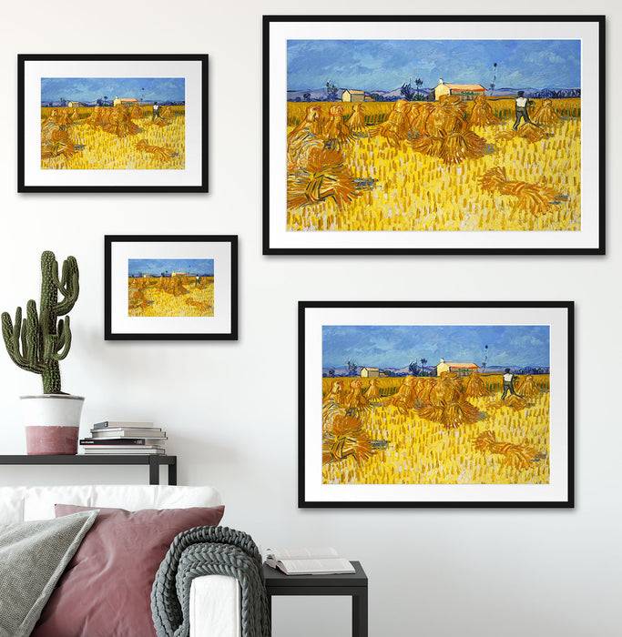 Pixxprint Vincent Van Gogh - Getreide-Ernte in der Provence , im Galerie-Passepartout Bilderrahmen im Angebot